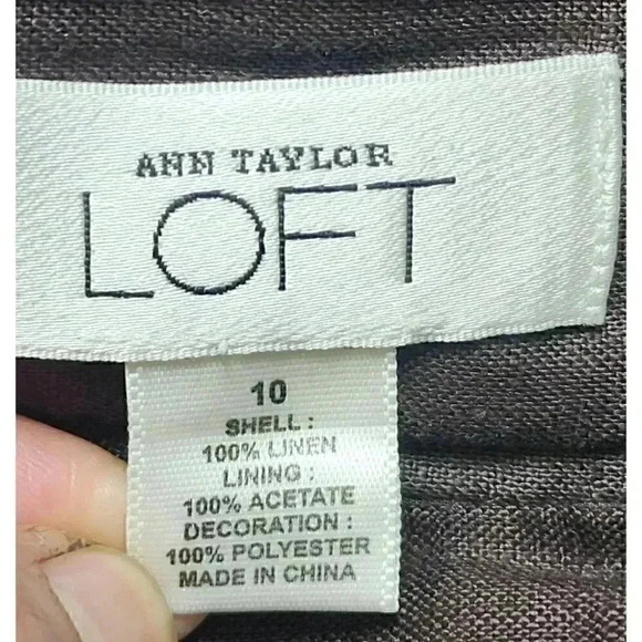 Loft Pleated 100% Linen Embroidered Skater Skirt size 10 - Picture 3 of 6